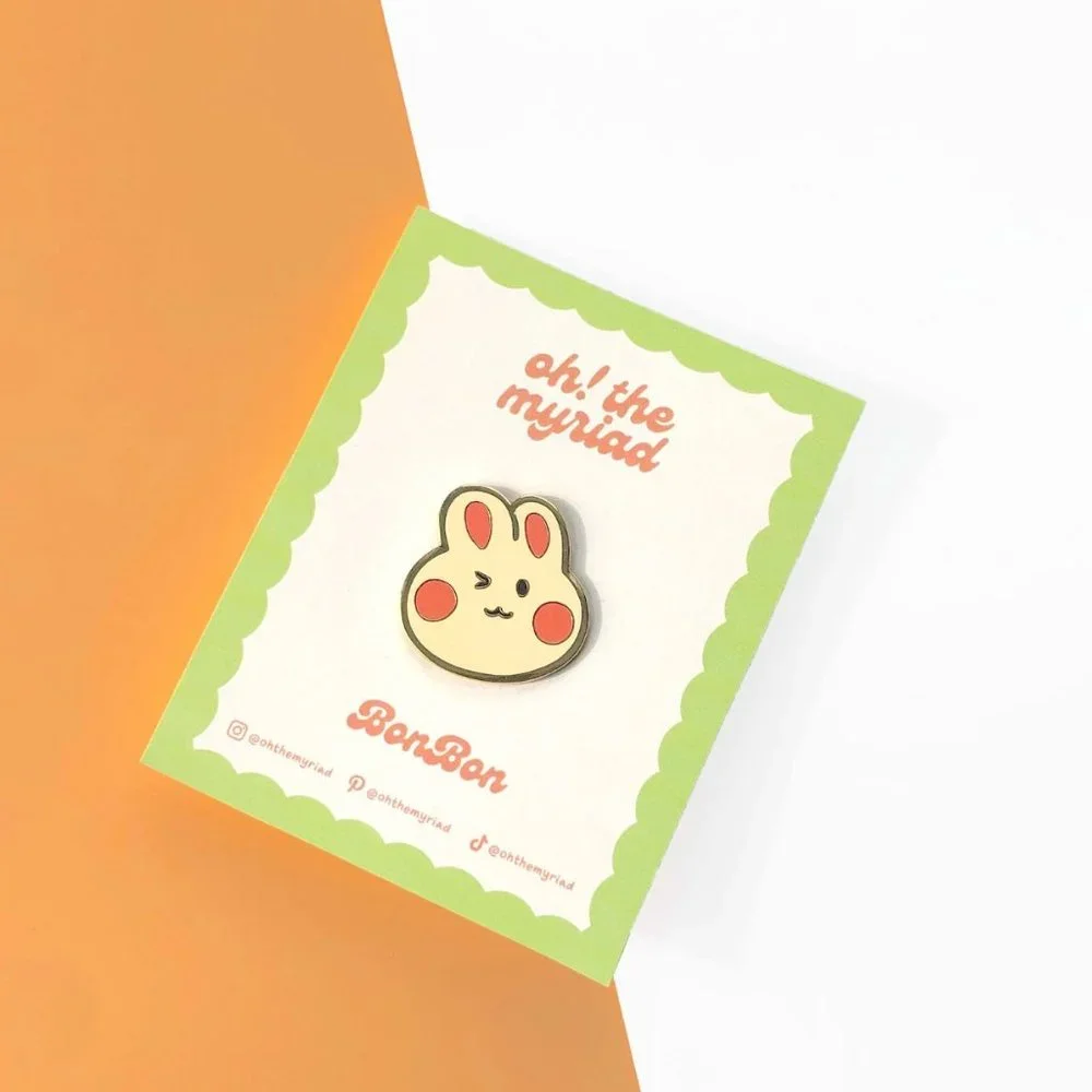 Bunny Pin | Hard Enamel Pin | Cute Pin | Golden Color Pin | Easter Gift - Picture 3 of 4